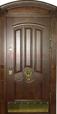 Хорошая стальная арочная дверь с декоративным элементом ДА-23 в Брянске