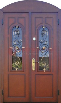 Двухстворчатая стальная дверь Винорит в форме арки ДА-55 в Брянске
