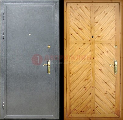 Серая металлическая дверь с евровагонкой ДЕ-12 в Брянске