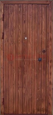 Коричневая железная дверь с евровагонкой ДЕ-18 в Брянске