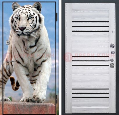 Стальная дверь с фотопечатью тигра ДФ-12 в Брянске