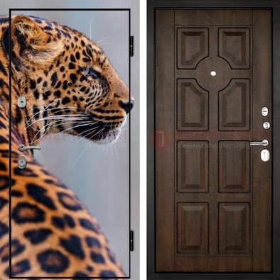 Металлическая дверь с фотопечатью леопарда ДФ-26 в Брянске