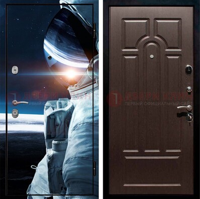 Стальная дверь с фотопечатью космонавта ДФ-4 в Брянске