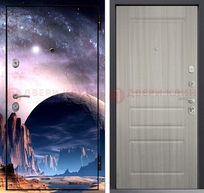 Железная дверь с фотопечатью космоса и планеты ДФ-50 в Брянске