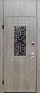 Металлическая дверь Винорит стекло и ковка с фрамугой ДФГ-33 в Брянске
