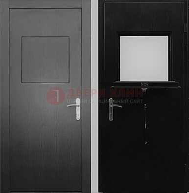 Черная стальная дверь в кассу ламинат внутри ДКС-3 в Брянске