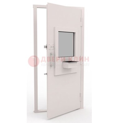 Белая металлическая дверь в кассу с нитроэмалью ДКС-4 в Брянске