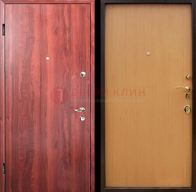 Красная железная дверь с ламинатом ДЛ-3 в Брянске