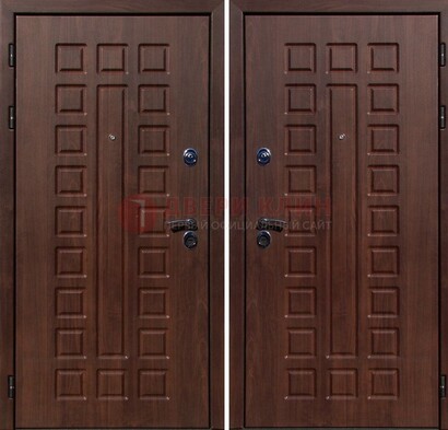 Коричневая железная дверь с МДФ снаружи ДМ-113 в Брянске