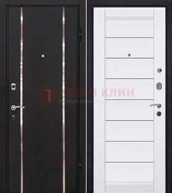 Черная входная дверь с МДФ и декоративными вставками ДМ-143 в Казани