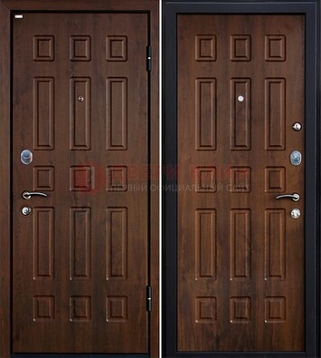Коричневая металлическая дверь с МДФ ДМ-156 для квартиры в Краснодаре
