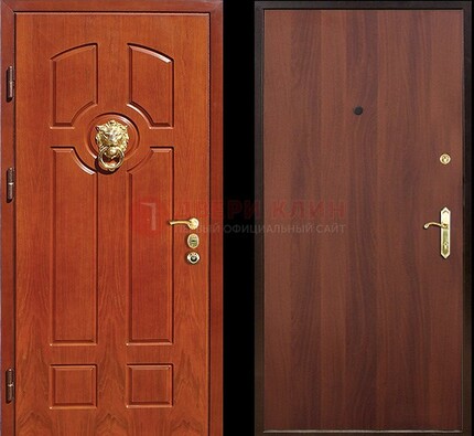 Оранжевая стальная дверь с МДФ ламинат внутри ДМ-18 в квартиру в Брянске