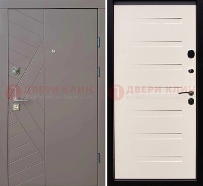 Светло-серая стальная филенчатая дверь с МДФ ДМ-199 в Курске