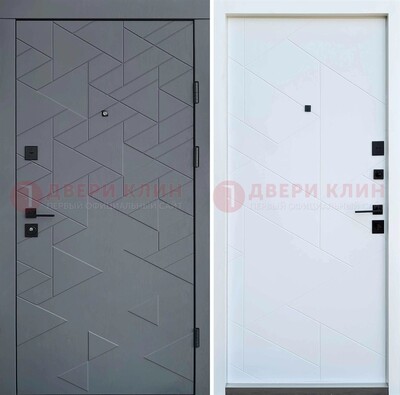 Серая металлическая дверь МДФ с узором  ДМ-224 в Брянске