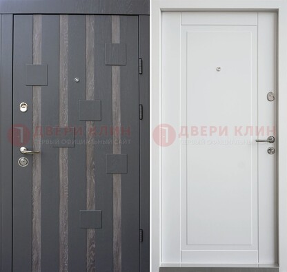 Темная металлическая дверь c белом МДФ внутри ДМ-231 в Брянске