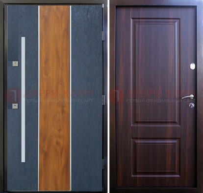 Современная входная дверь и с коричневой МДФ внутри ДМ-236 в Брянске