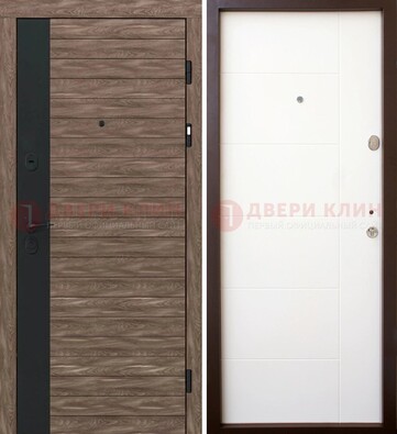Коричневая входная дверь с черной вставкой МДФ ДМ-239 в Брянске