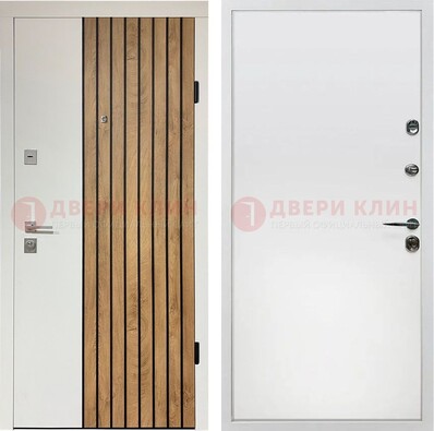 Белая с коричневой вставкой филенчатая дверь МДФ ДМ-278 в Брянске