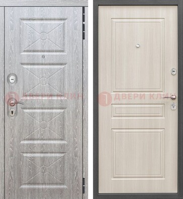 Железная серая дверь со светлой МДФ ДМ-302 в Брянске