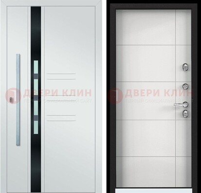 Металлическая дверь в белом цвете с МДФ ДМ-323 в Брянске