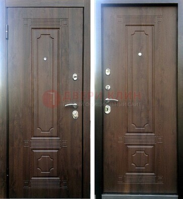 Коричневая металлическая дверь с МДФ ДМ-32 на дачу в Брянске
