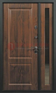 Темная железная дверь с панелью МДФ с зеркалом ДМ-338 в Брянске