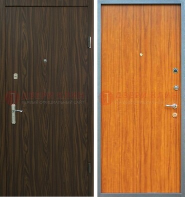 Коричневая одностворчатая стальная дверь с МДФ ДМ-341 в Брянске