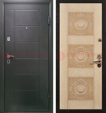 Темная железная дверь с МДФ в квартиру ДМ-344 в Брянске