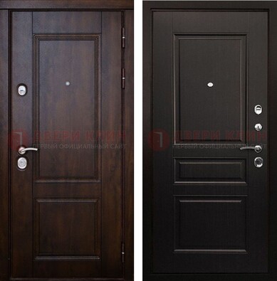 Классическая железная дверь с темными МДФ панелями ДМ-390 в Брянске