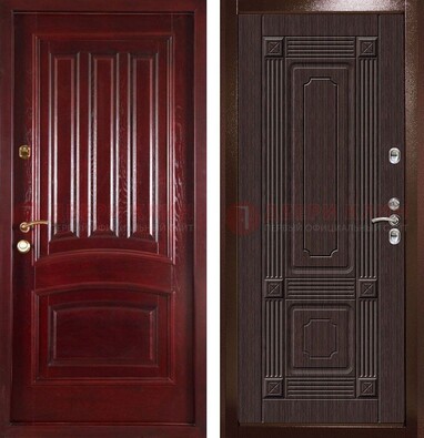 Красная стальная дверь с филенчатой МДФ ДМ-398 в Брянске