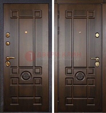 Квартирная коричневая железная дверь с МДФ ДМ-45 в Брянске