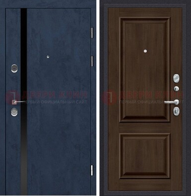 Синяя входная дверь МДФ с обеих сторон ДМ-473 в Брянске