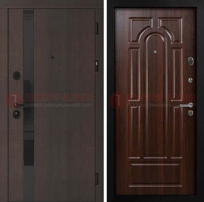 Темная входная дверь с МДФ панелями в квартиру ДМ-499 в Брянске