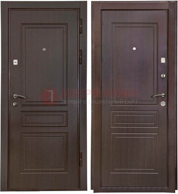 Антивандальная коричневая железная дверь с МДФ ДМ-61 в Брянске