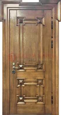Филенчатая железная дверь с массивом дуба ДМД-56 в Брянске