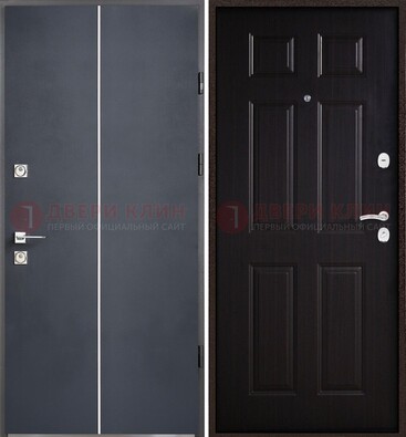 Железная дверь с порошковым покрытием и отделкой Темный орех внутри ДП-211 в Брянске
