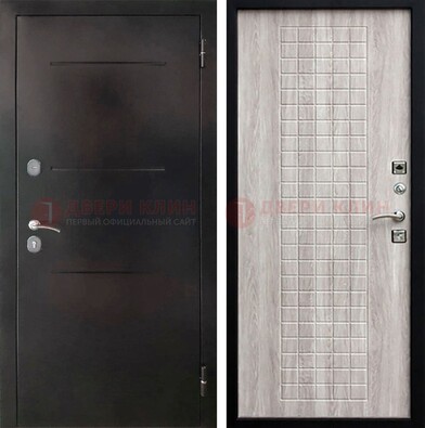 Черная железная дверь с порошковым покрытием и филенчатой МДФ ДП-221 в Иваново