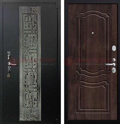 Темная входная дверь с порошковым покрытием и МДФ внутри ДП-224 в Брянске