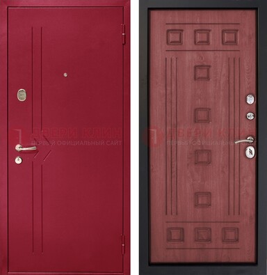 Красная железная дверь с порошковым напылением ДП-242 в Брянске