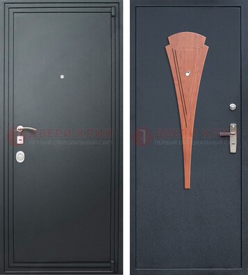 Черная железная дверь с порошковым покрытием и накладкой МДФ внутри ДП-245 в Брянске