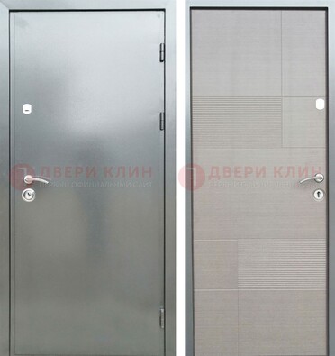Металлическая серая дверь с порошковым покрытием и серым МДФ внутри ДП-250 в Брянске