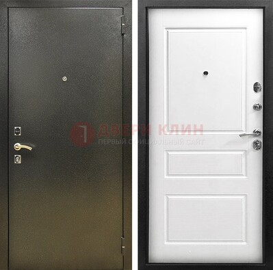 Входная дверь Темное серебро с порошковым напылением и белой МДФ ДП-272 в Брянске