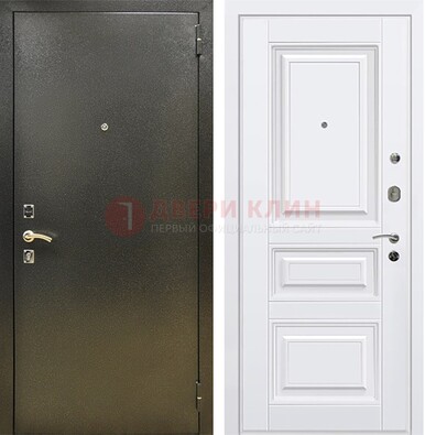 Железная темно-серая дверь с порошковым напылением и белой МДФ ДП-274 в Брянске