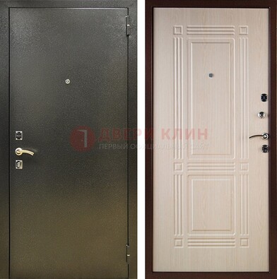 Стальная темно-серая дверь с порошковым напылением и МДФ Белый дуб ДП-277 в Брянске