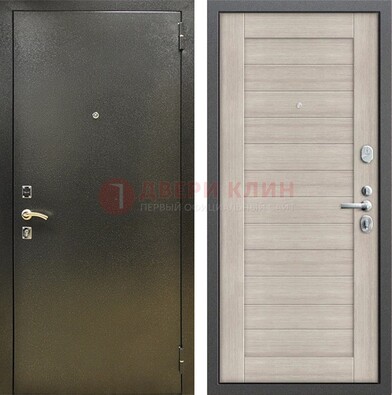 Стальная темно-серая дверь с порошковой отделкой и МДФ панелью ДП-278 в Брянске
