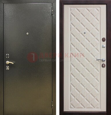 Темно-серая железная дверь с порошковым покрытием и филенчатой МДФ ДП-289 в Брянске