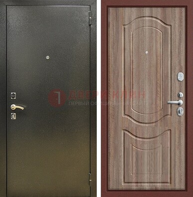 Темно-серая входная дверь с порошковым покрытием и коричневая МДФ ДП-290 в Брянске