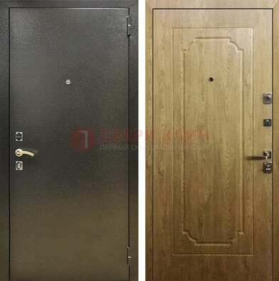 Темно-серая входная дверь с порошковым покрытием и МДФ Золотой дуб ДП-291 в Брянске