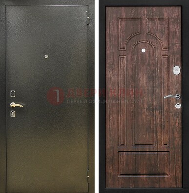 Темно-серая металлическая дверь с порошковым покрытием и МДФ коричневая ДП-292 в Брянске