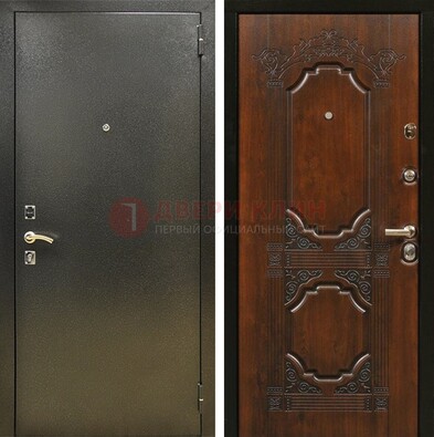 Входная дверь Темное серебро с порошковым покрытием и МДФ с узором ДП-293 в Брянске